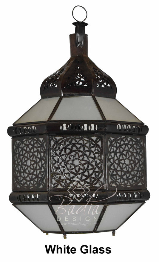 Hanging Lantern with White and Clear Glass