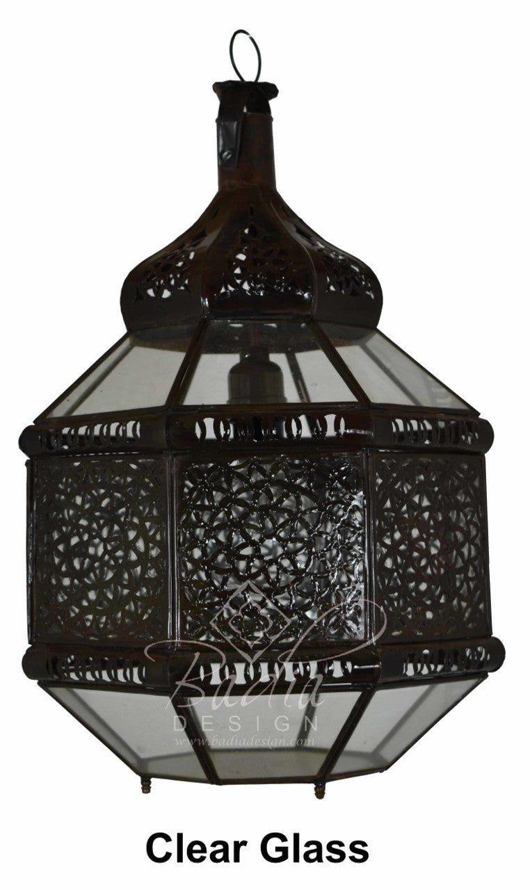 Hanging Lantern with White and Clear Glass