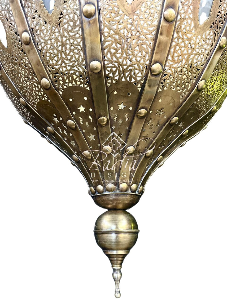 Intricately Designed Brass Chandelier with White Glass Eyelets