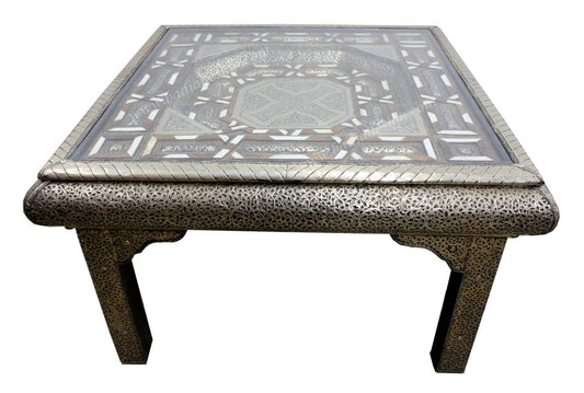 Embossed Metal and Bone Inlay Table