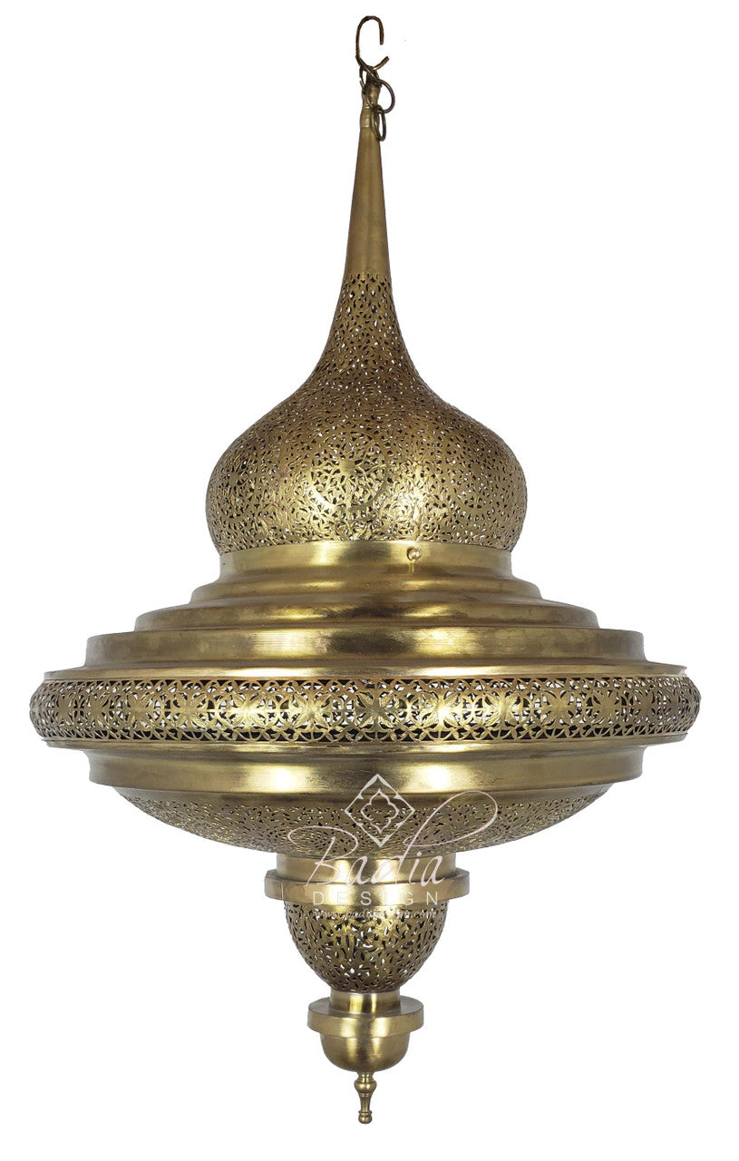 Moroccan Intricately Designed Brass Chandelier