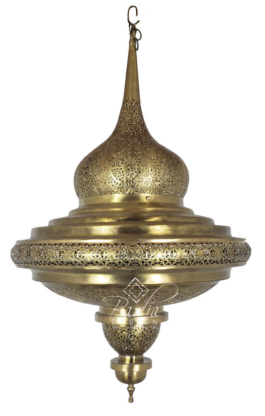 Moroccan Intricately Designed Brass Chandelier