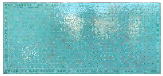 Aqua Rectangular Mosaic Tile Table Top