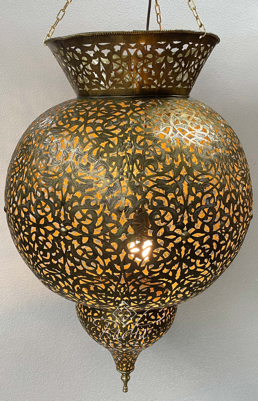 Large Intricately Designed Brass Chandelier