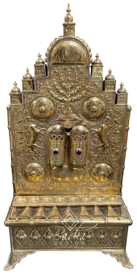 Large Handmade Engraved Brass  Menorah - HD280