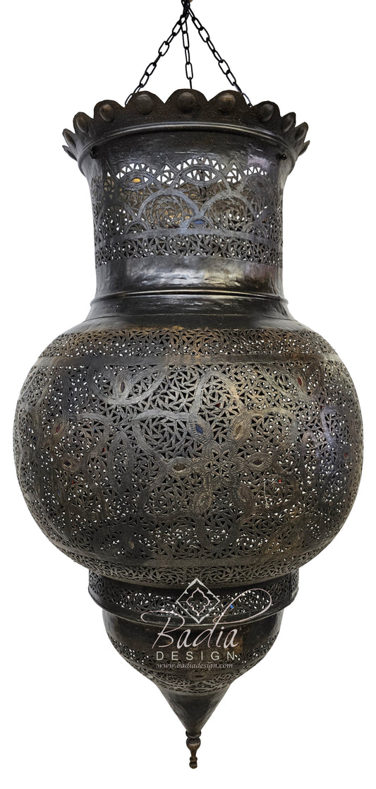 Large Aged Brass Chandelier