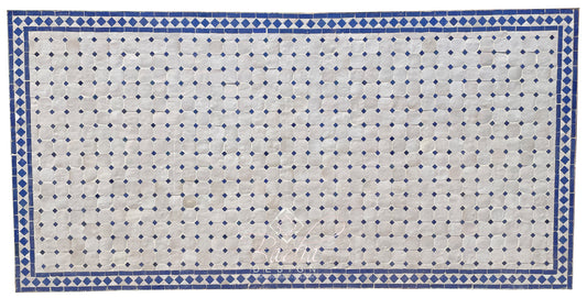 Large Blue and White Rectangular Shaped Tile Table Top
