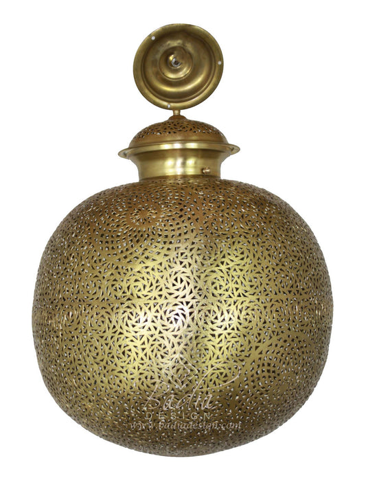 Moroccan Round Brass Chandelier