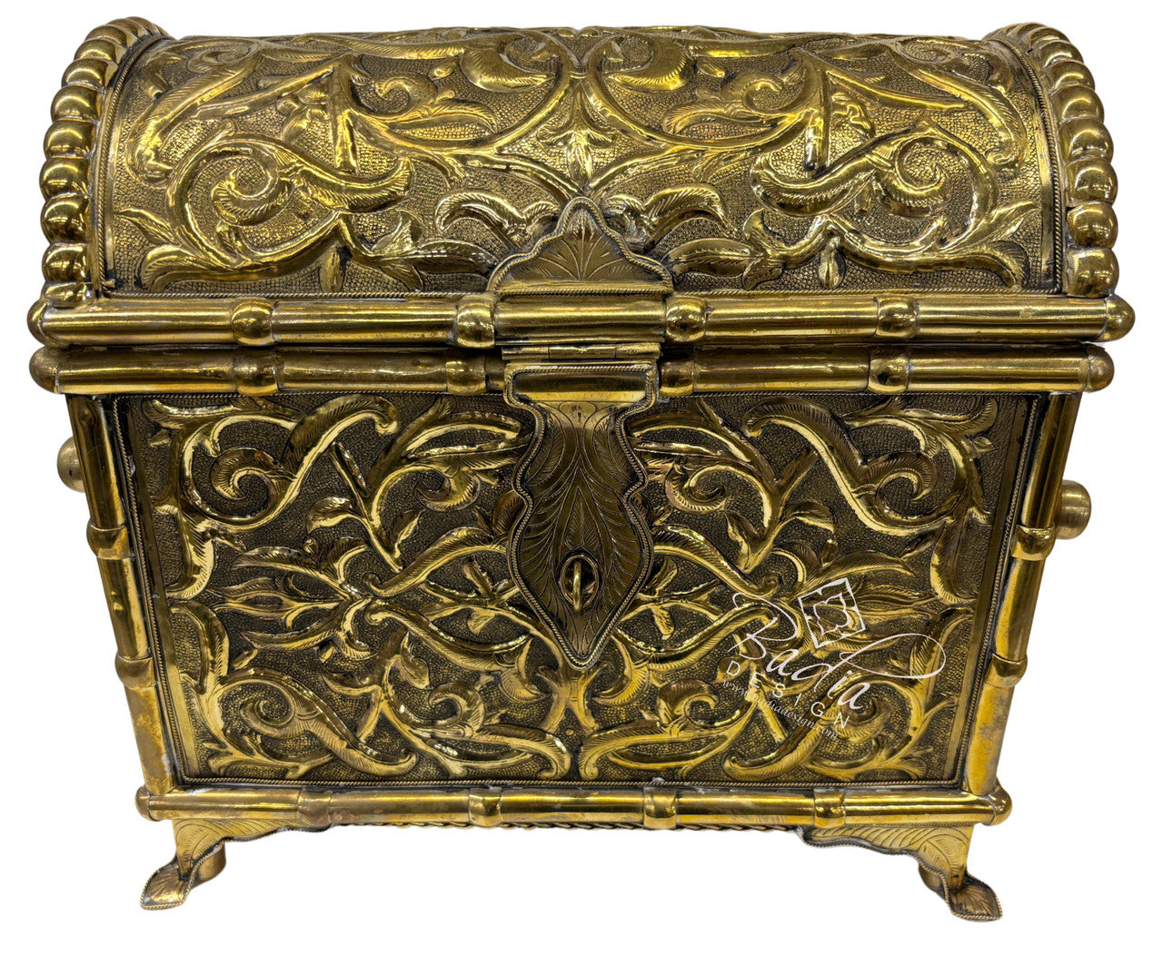 Large Moroccan Brass Treasure Chest