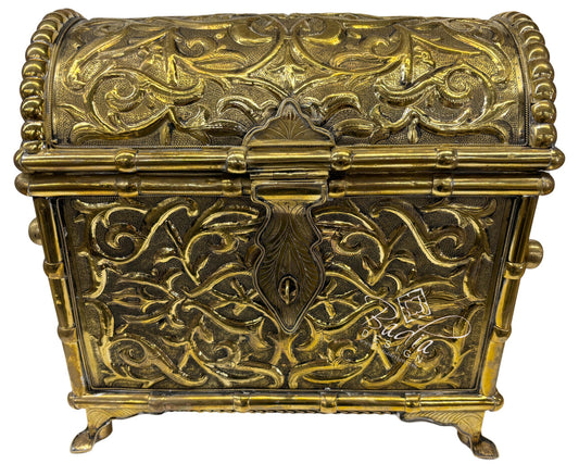 Large Moroccan Brass Treasure Chest