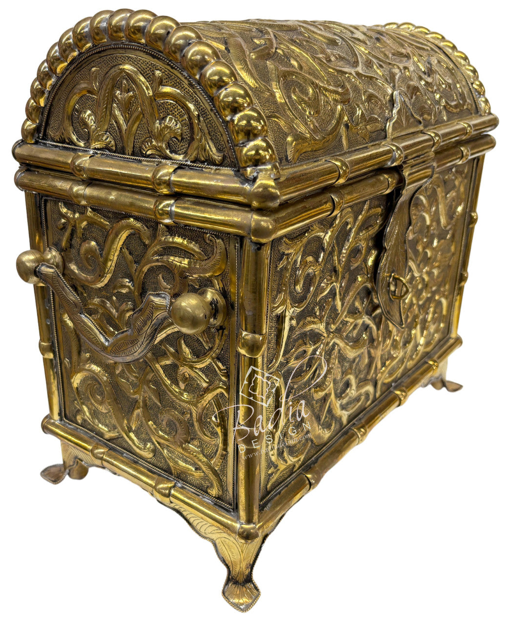 Large Moroccan Brass Treasure Chest