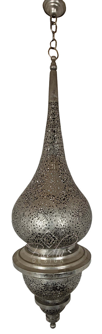 Large Hand Punched Silver Chandelier