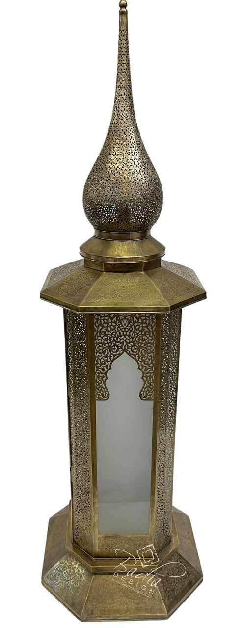 Large Intricately Designed Brass Floor Lantern