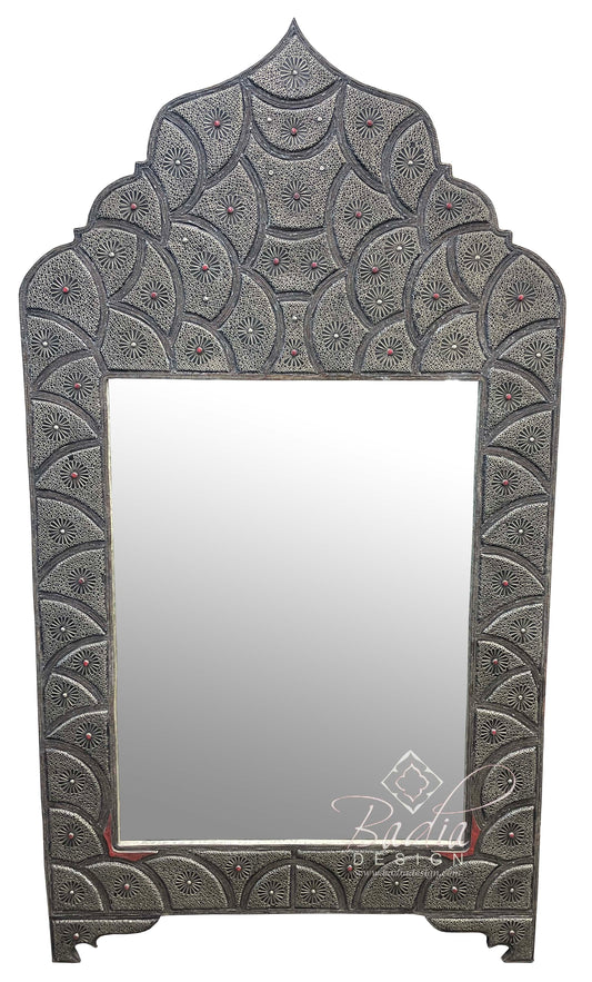 Tall Rectangular Carved Metal Resin Mirror