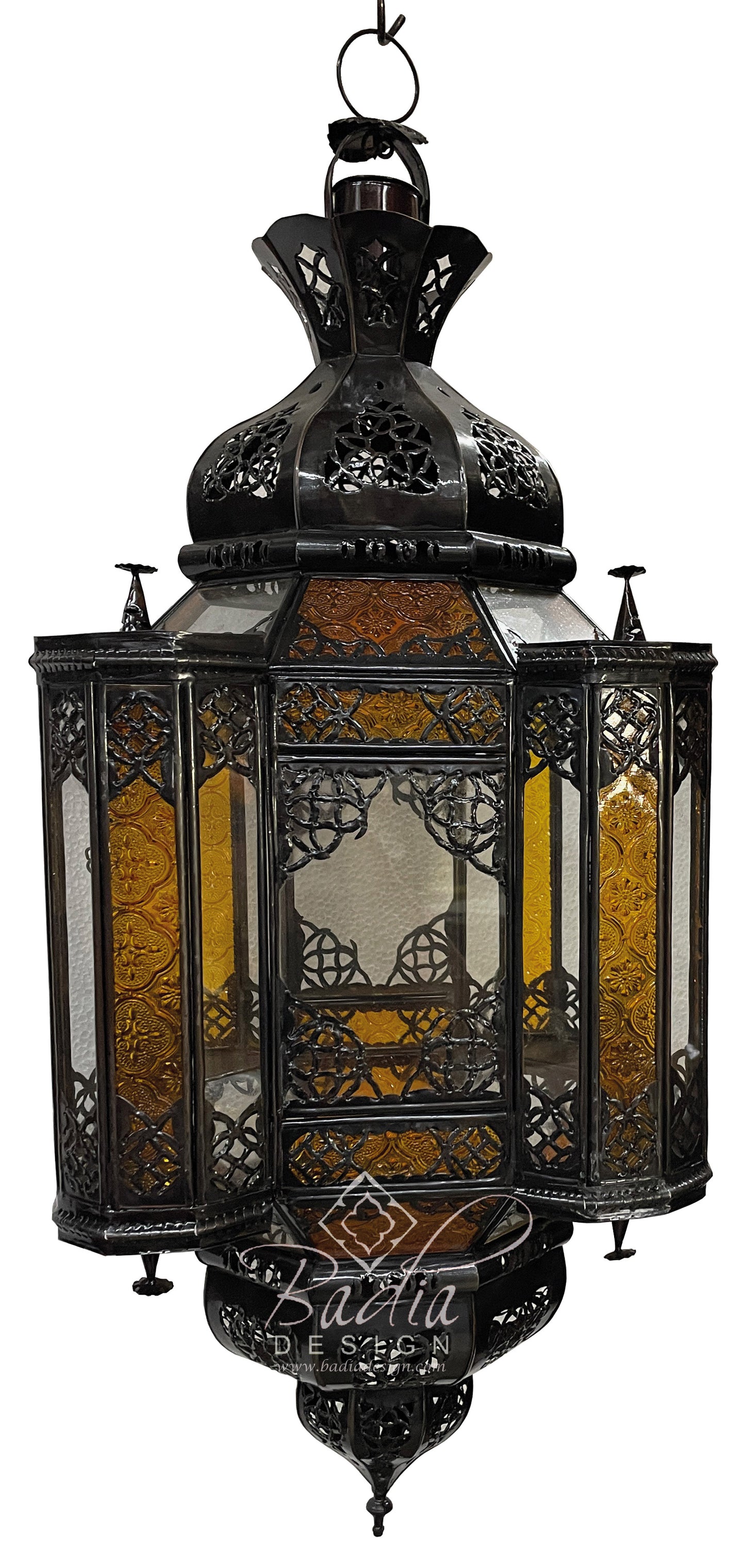Large Multi-Color Hanging Glass Lantern