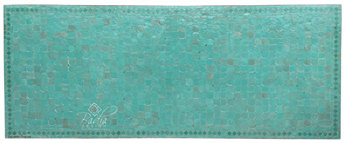 Large Turquoise Rectangular Shaped Tile Table Top