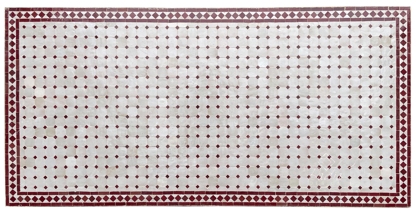 Large Brick Red and Beige Rectangular Tile Table Top