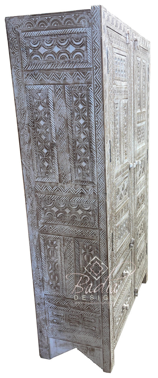 Tall Vintage Moroccan Wooden Cabinet