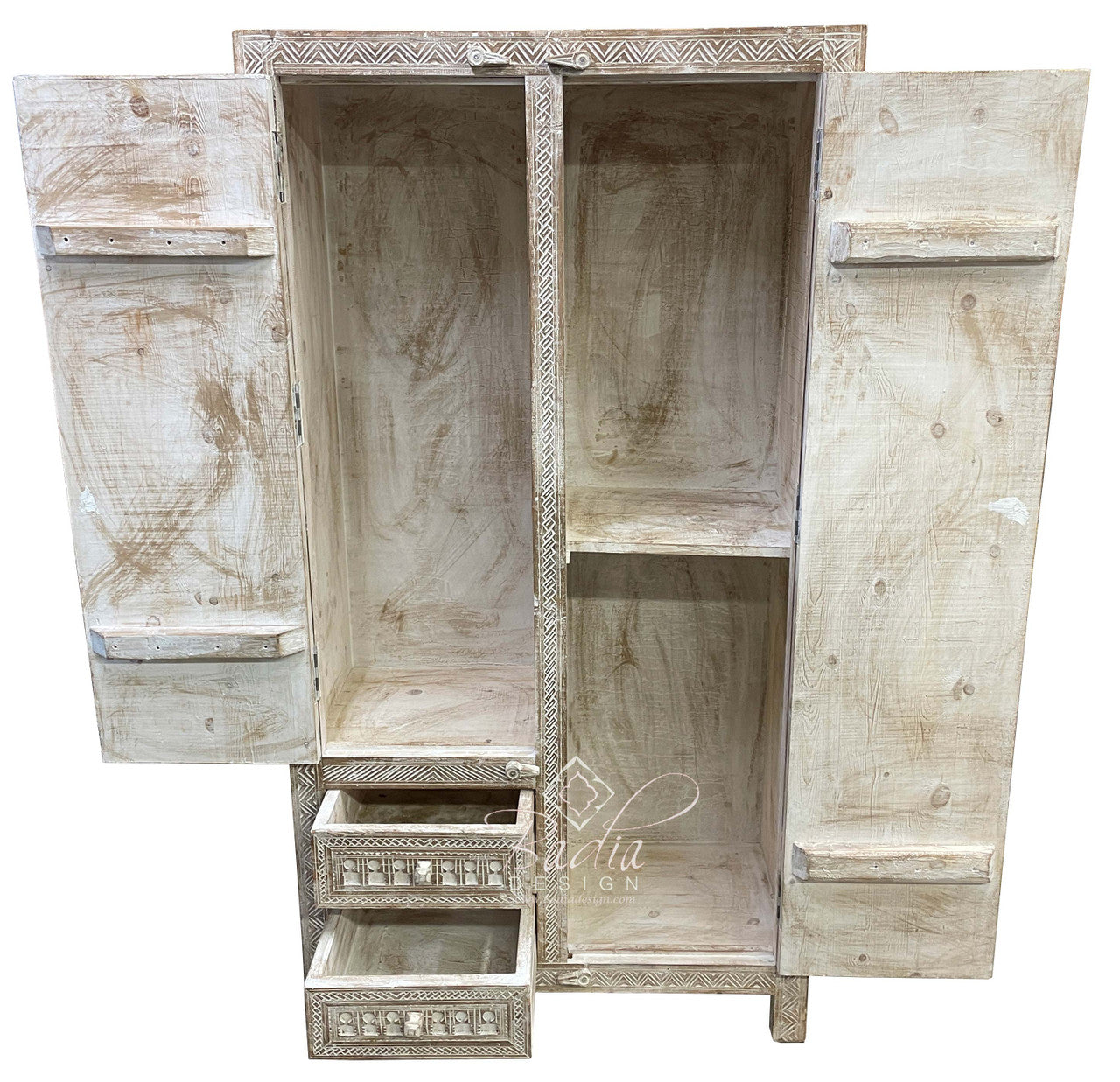 Tall Vintage Moroccan Wooden Cabinet