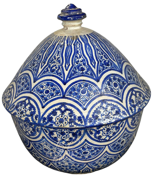 Large Vintage Blue and White Ceramic Bowl