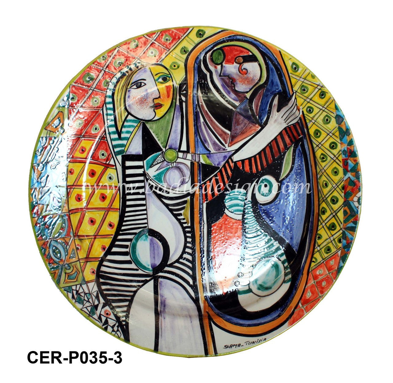 Large Artistic Hand Painted Ceramic Plate