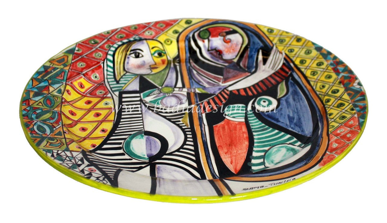 Large Artistic Hand Painted Ceramic Plate