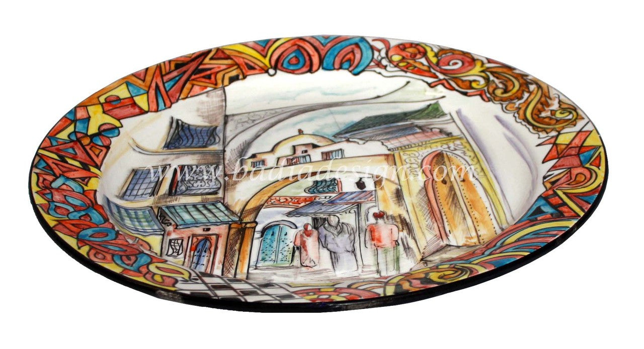 Large Artistic Hand Painted Ceramic Plate