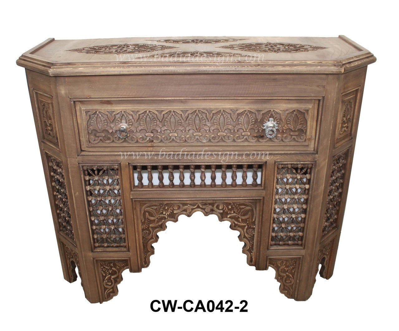 Moroccan Hand Carved Cedar Wood Cabinet