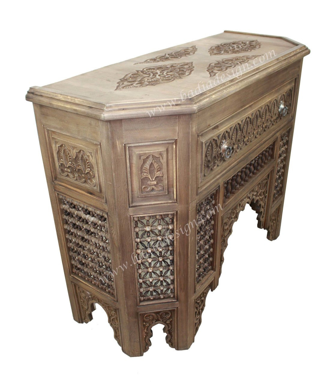 Moroccan Hand Carved Cedar Wood Cabinet