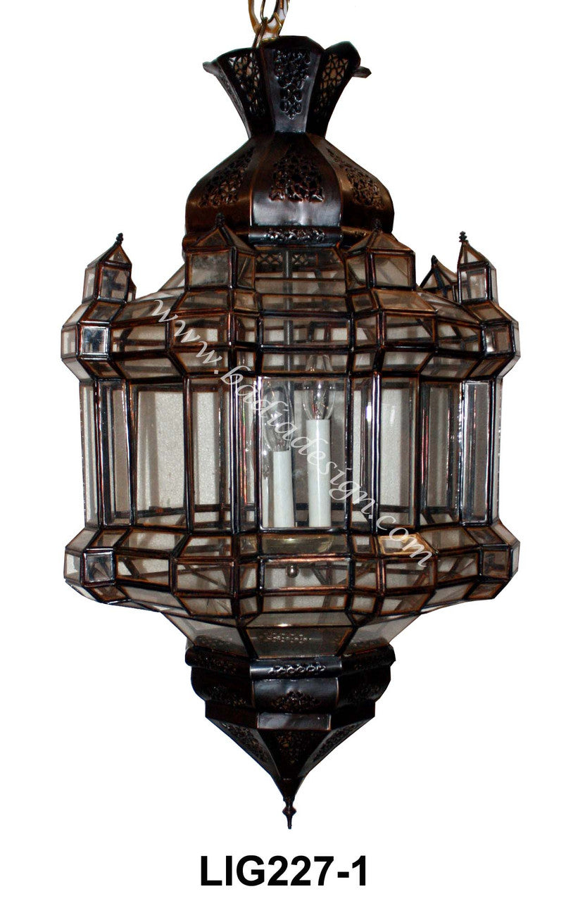 Hanging Lantern with Multi Color Glass