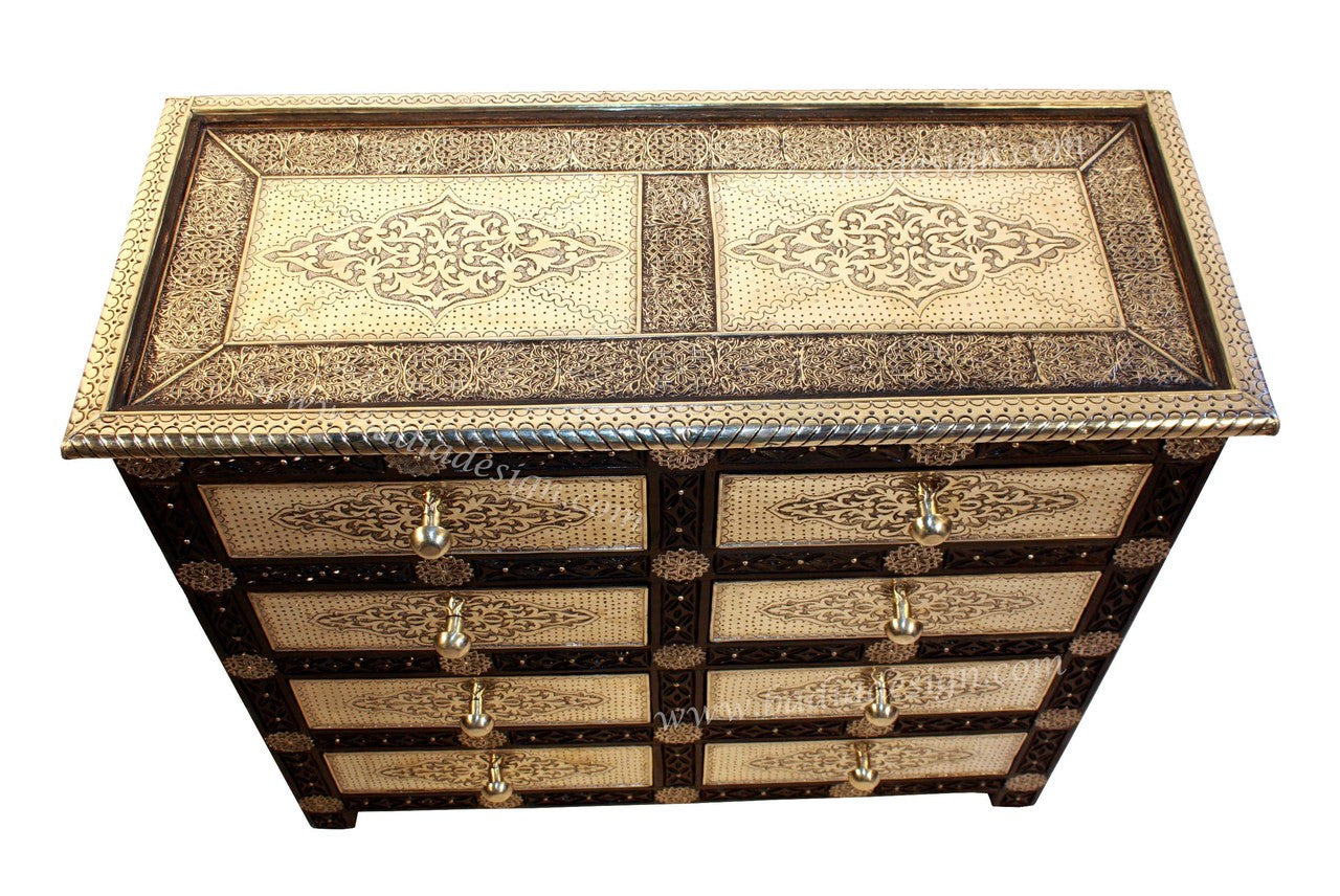 Embossed Nickel Moroccan Metal Cabinet