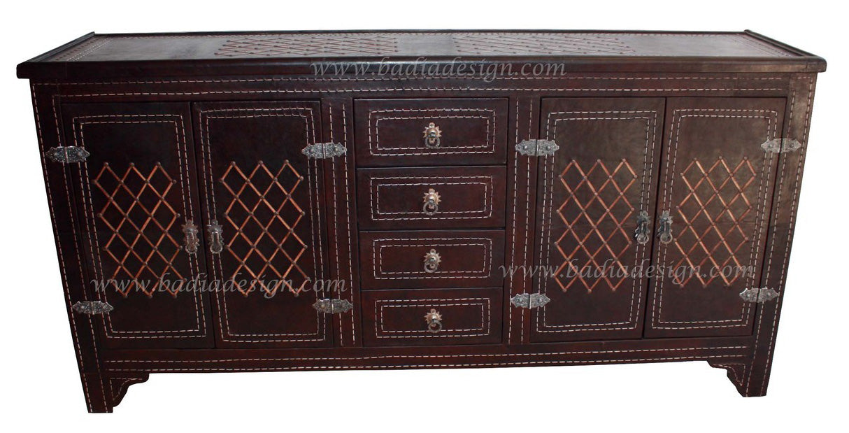 Large Moroccan Hard Leather Cabinet - ML-CA020