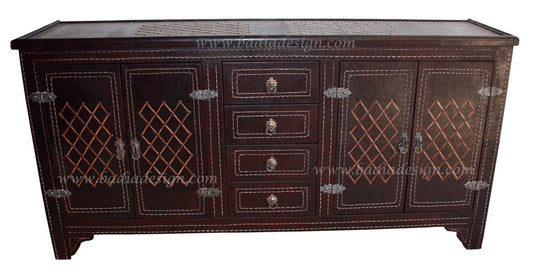 Large Moroccan Hard Leather Cabinet