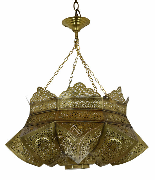 Intricately Designed Hand Punched Brass Chandelier