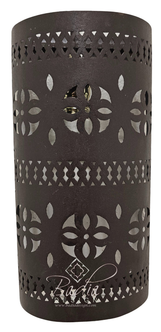 Hand Designed Rustic Iron Wall Sconce with Geometric Pattern