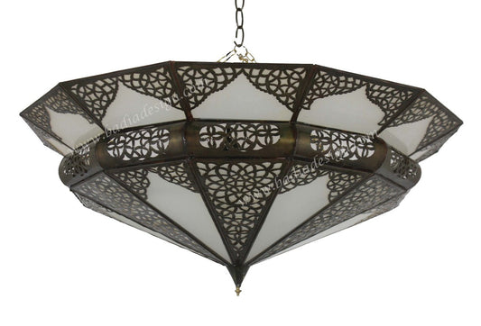 Moroccan Hanging Lantern with White Glass