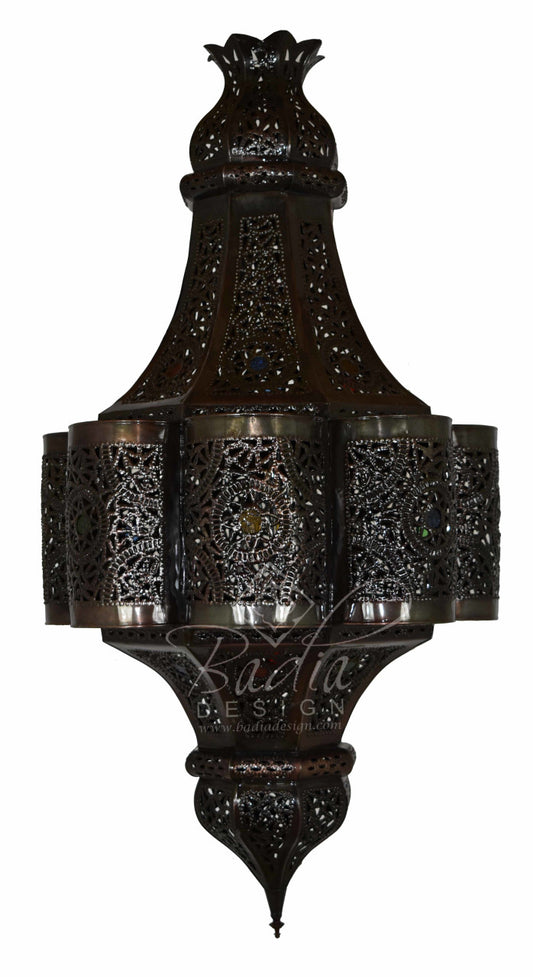 Hanging Lantern with Multi-Color Glass Eyelets