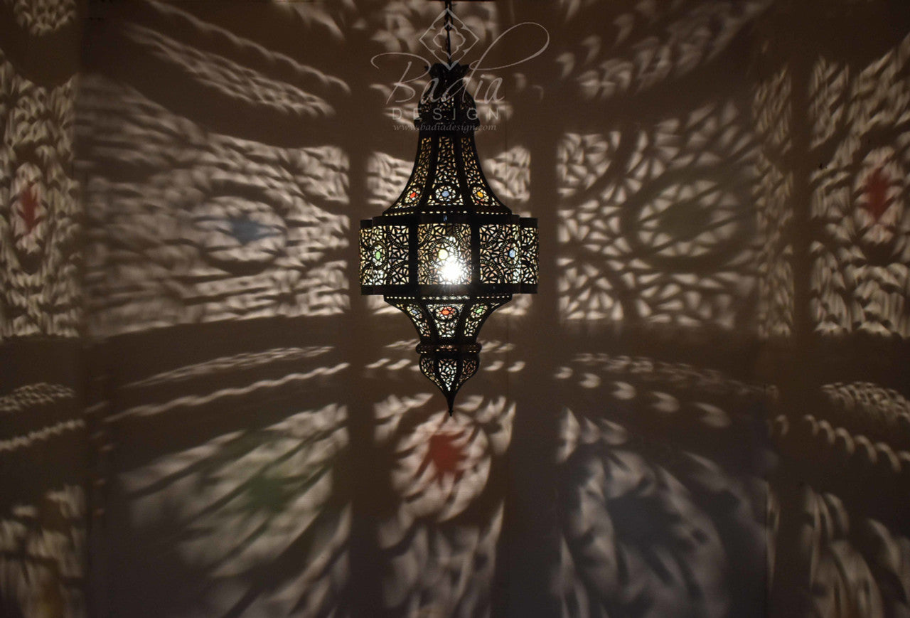 Hanging Lantern with Multi-Color Glass Eyelets