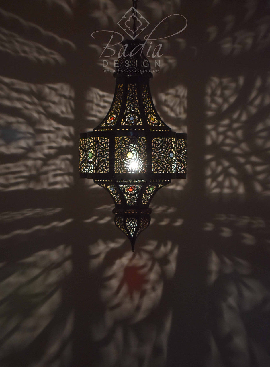 Hanging Lantern with Multi-Color Glass Eyelets