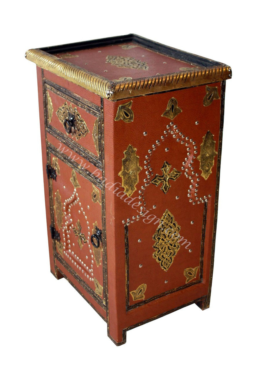 Premium Leather Embossed Metal Cabinet
