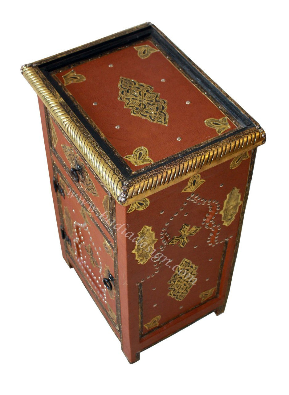 Premium Leather Embossed Metal Cabinet