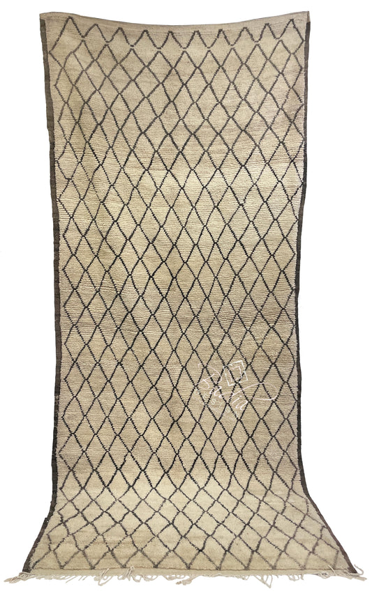 Long Beige Moroccan Berber Rug