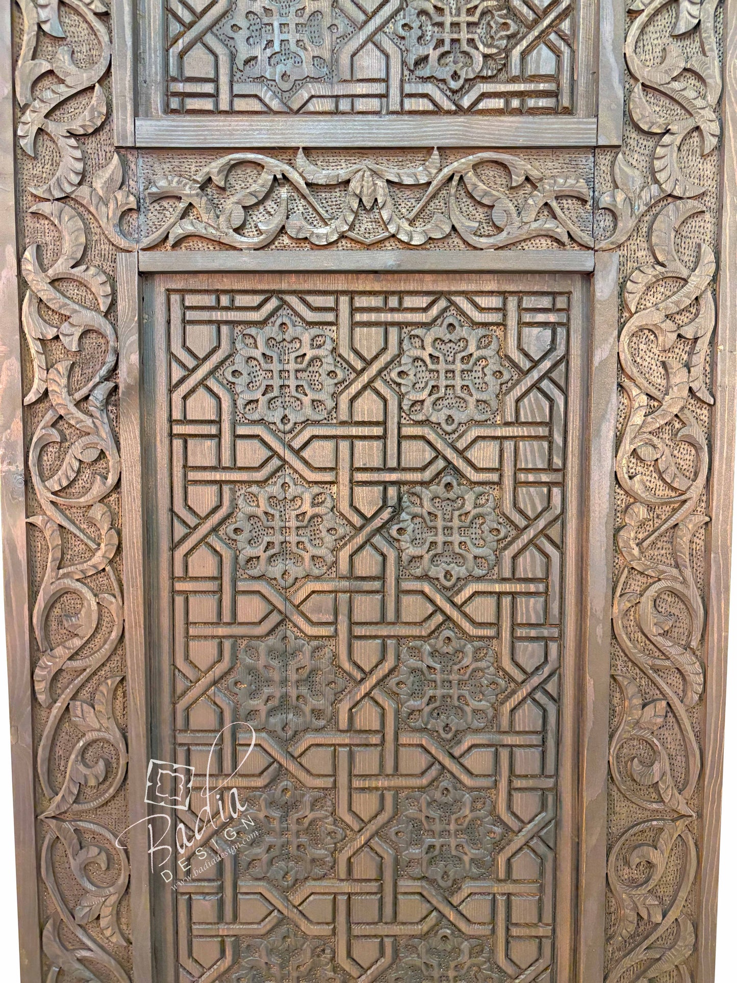 Moroccan Stained Hand Carved Wooden Door