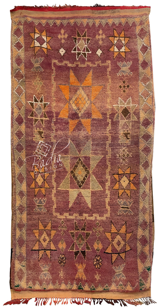 Vintage Red Multi-Color Moroccan Berber Rug