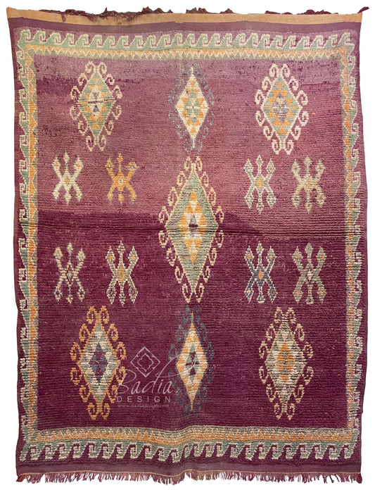 Burgundy Multi-Color Moroccan Berber Rug