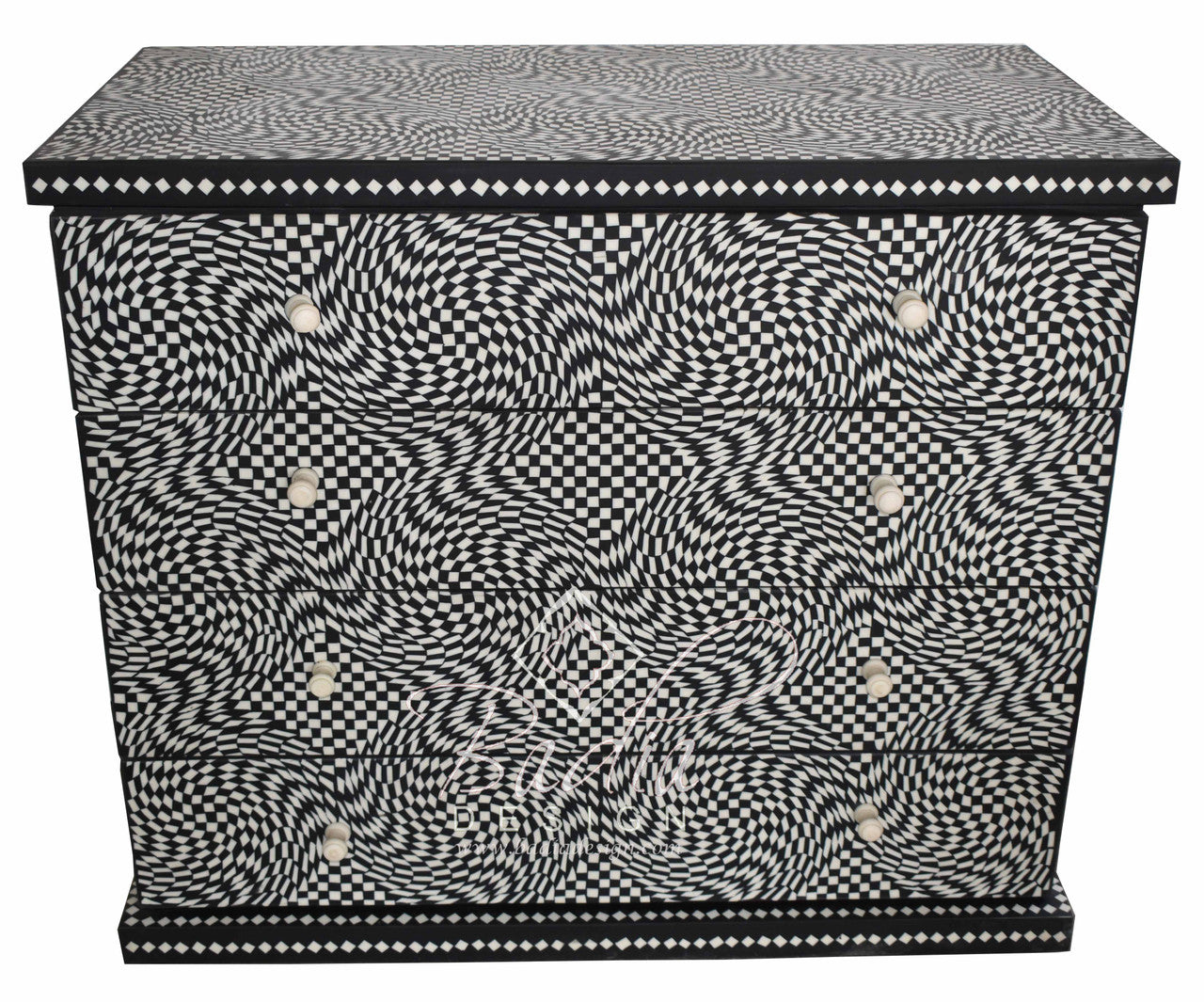 Black and White Resin Inlay Dresser