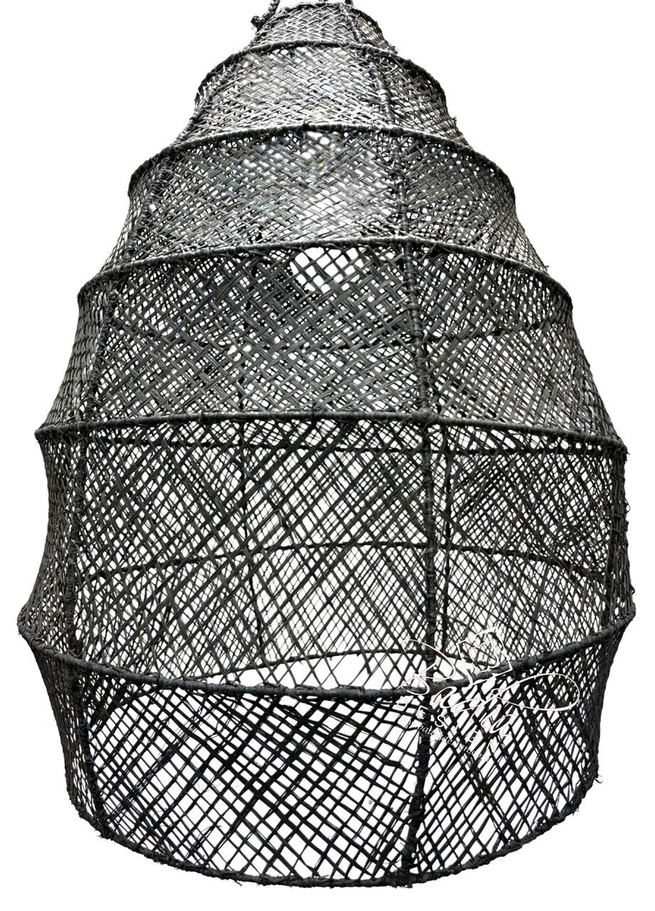 Black Raffia Dome-Shaped Lantern