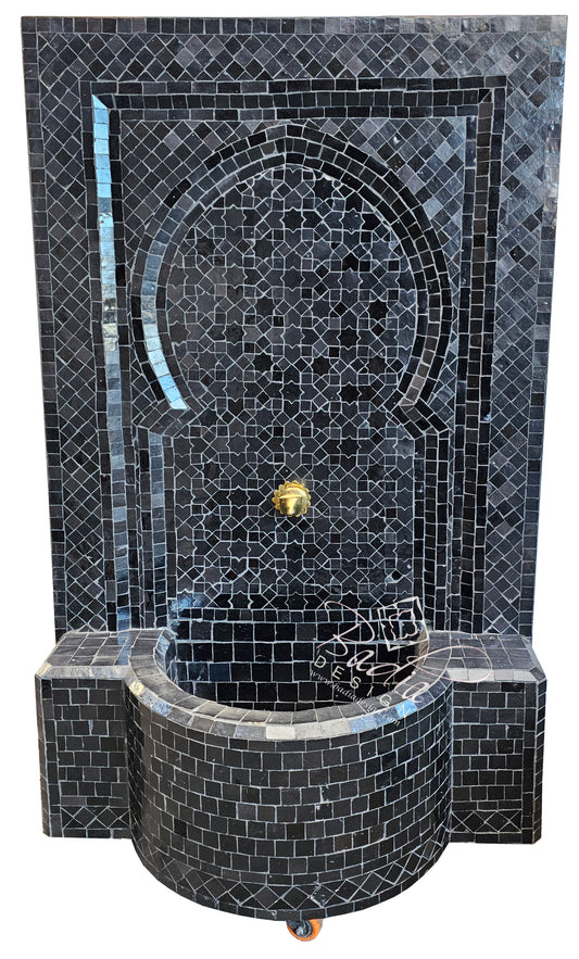 Solid Black Mosaic Tile Water Fountain