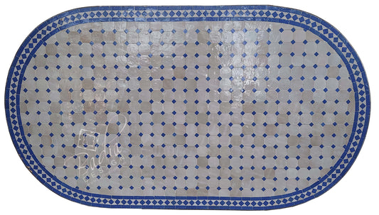 Moroccan Blue Oval Shaped Tile Table Top