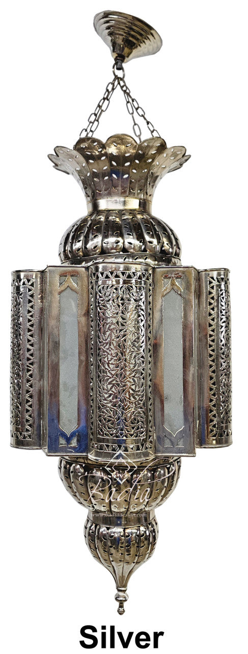 Brass and Silver Chandeliers with White Glass